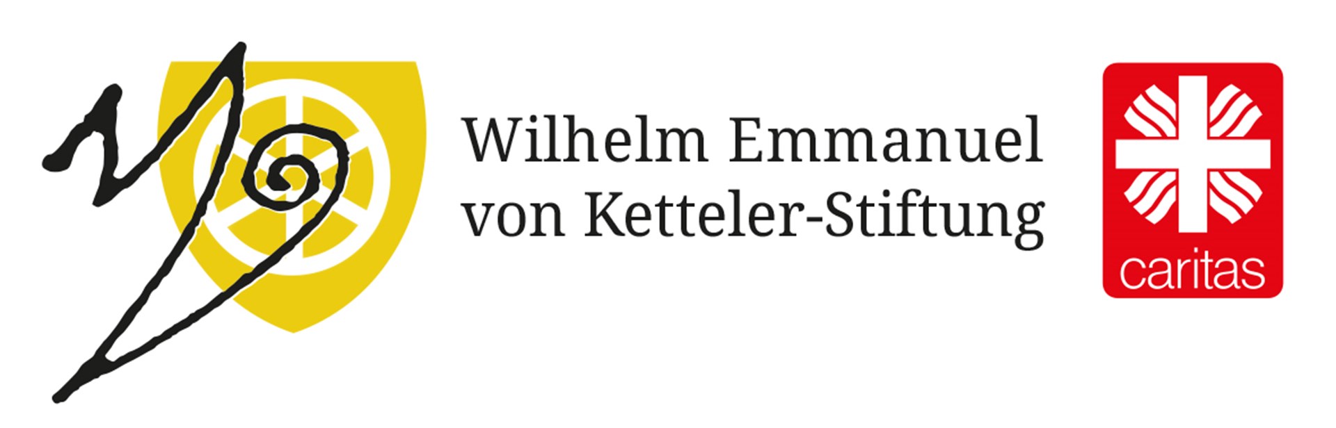 Logo aus Wappen mit Mainzer Rad, Handzeichen des Bischofs von Ketteler und Schriftzug mit Namen der Stiftung